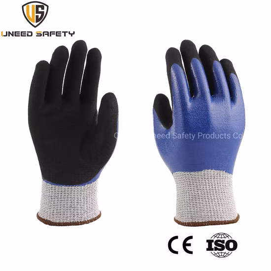 Seamless Anti Cut Proof Ultra Micro Foam Nitrile Coated Safety Gloves with CE