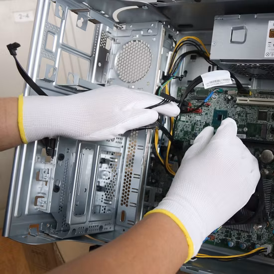 Оптовая продажа на заводе бесплатный образец полиэфирных перчаток из полиуретана с пальмовым покрытием из полиуретана